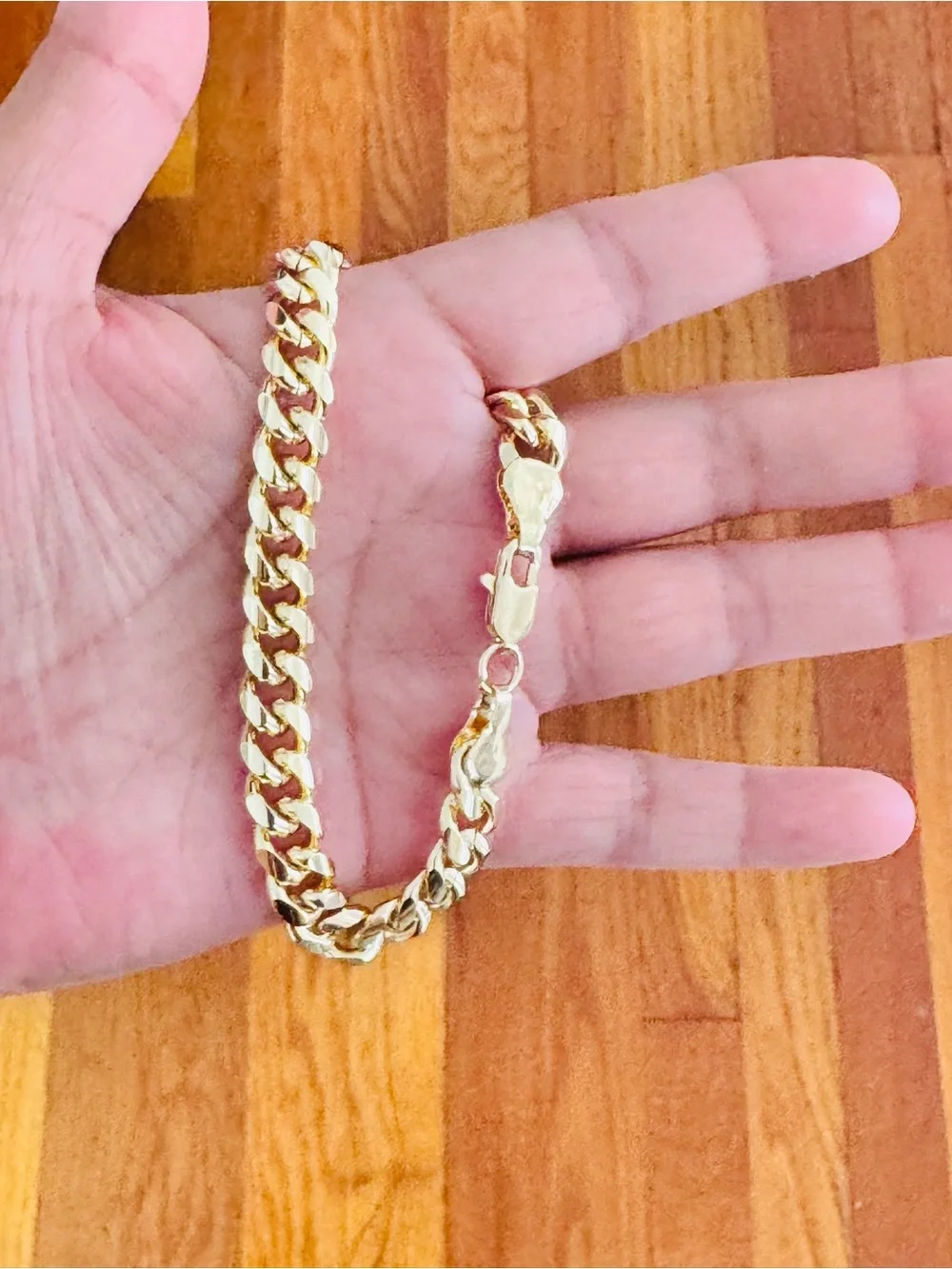 Classic 14K Gold Plated Men's Cuban Link Bracelet. New